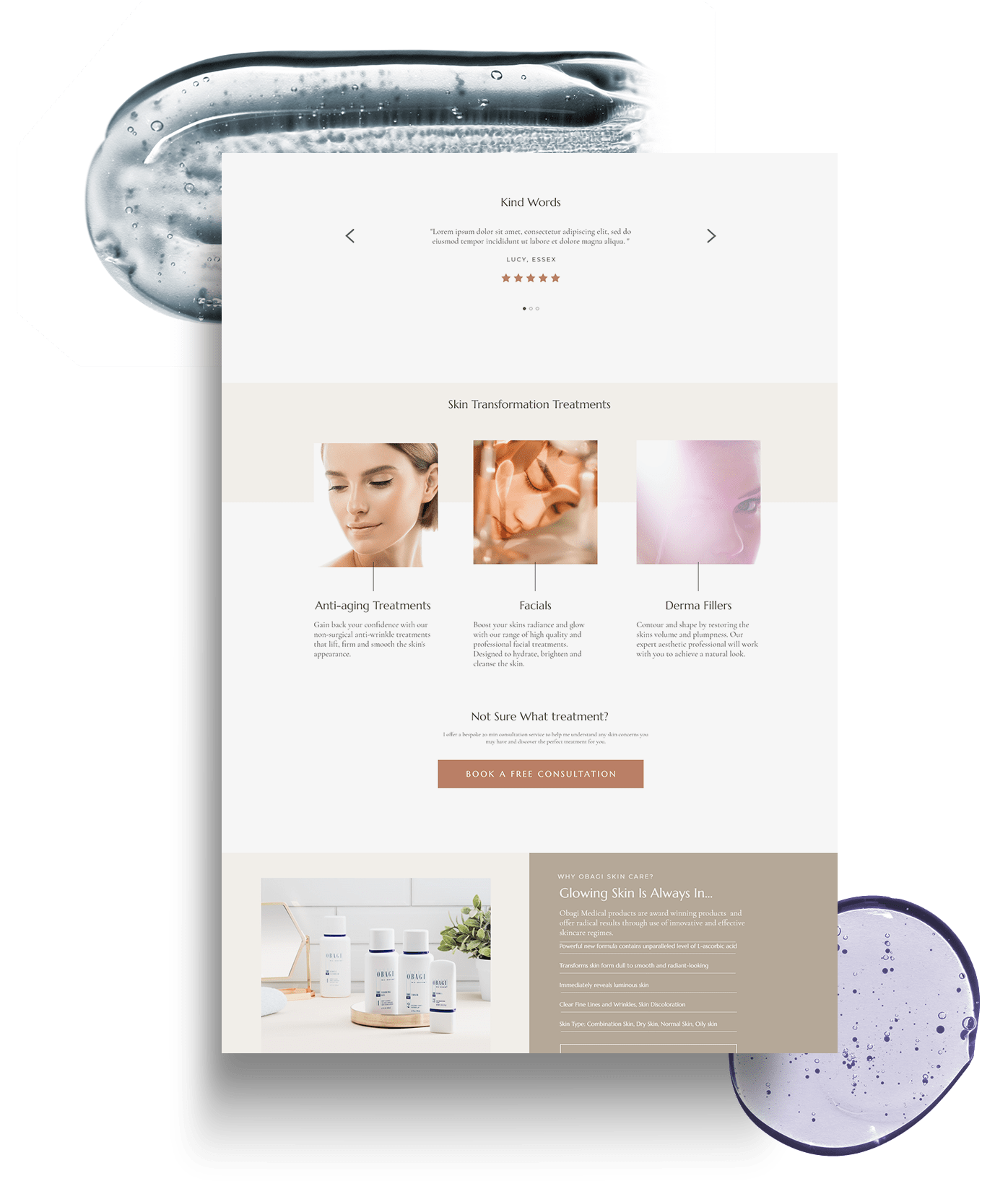 beauty and aesthetics wix website design
